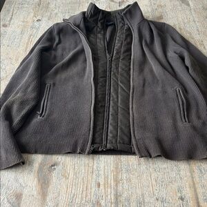 Men's Quilted-Trim Knit Jacket - Dark Charcoal